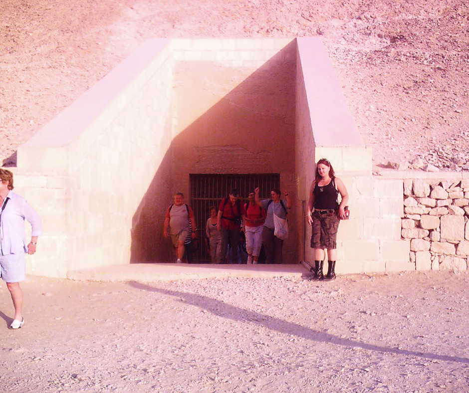Outside the tomb of Ramses IV in the Valley of the Kings