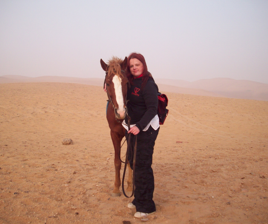 With the guides horse in the Giza desert